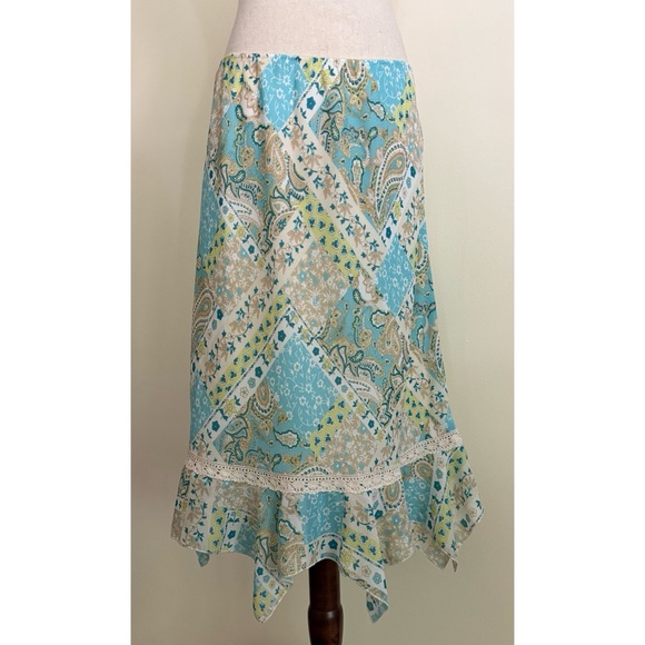 Vintage Y2K Worthington Handkerchief Skirt Patchwork Fairy Boho Lace Size L - Picture 1 of 4